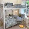 2026 Nuevo Juego Sencillo de Tres Piezas para Cama de Dormitorio de Estudiantes Universitarios, Sábana de Algodón Puro Lavado, Funda de Edredón Individual, Juego de Ropa de Cama
