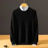 Nuevo suéter de cachemir Bai Cai Rong para hombre, cuello redondo, otoño/invierno 2026, casual de negocios, ligero, versátil, top de manga larga