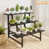 Soporte de flores de pie para balcón y sala de estar, estante de arte de hierro moderno simple para plantas suculentas, estante de escalera multicapa de acero inoxidable