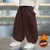 Roupas de Inverno para Meninos Calças de Perna Curva com Plus Veludo Estilo Coreano Macacão Infantil Veludo Calças Lança Largas Calças Versáteis para Bebê Transfronteiriço