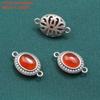 Anillo Doble de Plata de Ley S925 con Cera de Abejas, Ágata Roja del Sur y Lapislázuli Anillo Doble Accesorios, Materiales Hechos a Mano DIY Doble Oreja Vintage
