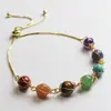 Pulsera de Hilo de Cobre Chapado en Oro de 14K Envuelto en Perlas Redondas Naturales de Amatista y Lapislázuli, Joyería de Mano Simple y Elegante, Accesorios Transfronterizos