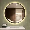 Hotel Inteligente de Vacaciones Espejo Redondo Iluminado Inteligente con Marco Espejo de Tocador Antivaho para Baño Espejo de Maquillaje LED Montado en la Pared