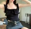 Dulce Chaleco de Punto Rosa Hongo con Tirantes Pequeños para Mujer Verano 2025 Nuevo Estilo Chic Ropa Exterior Top Corto para Personas Pequeñas