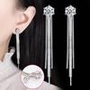 2023 novo estilo europeu e americano elegante leve moda de luxo diamante-embutido longo brincos de borla temperamento feminino item de moda item de moda
