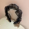 Diadema de Malla Negra de Alta Gama con Borde Ancho y Pedrería para Aumentar la Parte Superior del Cráneo, Diadema de Moda y Versátil, Accesorios para el Cabello para Lavado Facial y Prensa para Mujeres