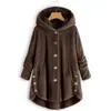 Amazon ebay 2019 Invierno Nueva Moda Ropa para Mujer Europea y Americana Botón Felpa Top Irregular Tendencia Marca Color Sólido Abrigo