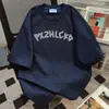 Camiseta de Manga Corta con Estampado de Letras Graffiti Estilo Americano para Mujer 2026 Verano Nuevo Top Holgado Oversize