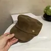 Chapéu de Equitação Preto Retrô Estilo Japonês para Mulheres, Feito de Couro e Veludo, Adequado para Todas as Estações, Grande Circunferência da Cabeça, Versátil, Elegante, Faz o Rosto Parecer Menor, Chapéu Voltado para a Frente para Outono e Inverno
