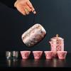 Juego de Té de Viaje para Mujer Zisha Exterior Una Tetera Cinco Tazas Portátil Una Tetera Cinco Tazas Separación de Agua y Té Taza Rápida