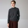Suéter de cachemira para mujer de otoño con cuello semi-alto y mangas raglán, suéter holgado y suave, color liso, adecuado para ir al trabajo, top base de punto