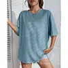 Camiseta de Algodón Puro Manga Corta Cuello Redondo Color Sólido Lisa Unisex Pareja Camiseta Casual Superior Especial Transfronterizo Exportación Morado