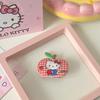 Horquilla pequeña KT con diseño de manzana a cuadros y pico de pato, con diseño de gotas de agua y flequillo, con clip lateral y diseño de gato a cuadros.