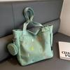 Bolsa de Lona para Mulheres, Grande Capacidade, Novo Modelo 2026, Bolsa de Ombro Simples Versátil de Verão, Bolsa Tote Texturizada para Aula e Deslocamento