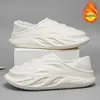 Pantuflas de Algodón para Hombre para el Hogar, Modernas y Adecuadas para Usar al Aire Libre, Zapatos de Algodón Impermeables con Tacón, Pantuflas de Invierno Cálidas con Forro de Felpa para Pareja