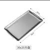 Placa de barbacoa de acero inoxidable estilo coreano 304, rectangular, engrosada, dorada, plato de fondo plano, bandeja para servir, plato para bistec, fábrica