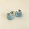 Brincos de Cor Sólida em Forma de C com Óleo Drip Estilo Doce Fresco para Mulheres Moda Simples Versátil Design de Alto Padrão Acessórios de Brinco de Nicho