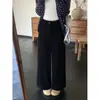 Fotos reales: Nueva colección de otoño de pantalones casuales rectos cropped para mujer, de cintura alta, elegantes pantalones de traje, estilo 25215