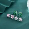 Aguja de Plata S925 Simple Temperamento Arete Pequeño Conjunto Combinado de Tres Pares en una Tarjeta Exquisitos Modernos Pendientes de Circonita Joyería para Orejas