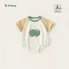 Ropa Infantil Bangxuan Verano Nuevo Estilo Manga Raglán Bloques de Color Manga Corta Mameluco para Bebé Niño Pelele para Bebé y Niño Pequeño Traje de Gateo para Niños