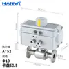 Válvula de Esfera Pneumática Nanfa Q681F 16P AT de Aço Inoxidável 304/316 de Duas Vias com Conexão Rápida Sanitaria para Alimentos