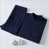 Traje de Algodón Puro Ropa de Otoño y Pantalones Ropa Interior Térmica Suéter de Algodón Para Personas de Mediana Edad y Mayores Holgado Delgado Suéter Básico para Otoño e Invierno Camisa Pantalones