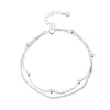 Pulseira Redonda de Contas Prateadas Pequenas para Família Feminina Estilo Japonês e Coreano Estilo Mori Prata Esterlina S925 Corrente Fina de Camada Dupla Decoração de Pulso Estilo Pequeno Fresco