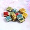 Cuentas de cerámica esmaltadas con forma de flor cuadrada plana, accesorios para pulseras de joyería, cuentas sueltas de colores, venta al por mayor