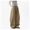 Pantalones casuales de patchwork deconstruido estilo americano para hombre, pantalones de trabajo holgados de pierna ancha para otoño e invierno, pantalones elegantes de pierna ancha plisados de alta costura.
