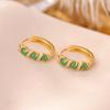 Yilu Silver S925 Sterling Silver Jade Retro Simples Elegante Rodada Brincos de Contas Moda Leve Luxo All-match Geométrico Prata Clipe de Orelha