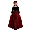 Vestido de Coro para Meninas Vestido de Princesa Manga Longa Bloqueio de Cores Preto e Vermelho Cintura Marcada Saia Tutu Rodada Roupa para Performance de Piano