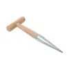 Perforadora de agujeros para jardinería con mango de madera maciza, perforadora de agujeros puntiaguda para plantar, sembrar, trasplantar, fertilizar, herramienta multiusos para cavar hoyos