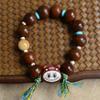 Pulsera de Semillas de Girasol Natural y Raíz de Bodhi con Estrella y Luna Tostada al Carbón Bodhi Pulsera con Borla Linda Estilo Labubu