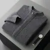 Cárdigan de Lana Pura con Cremallera para Hombre, Capa de Aire, Espesor Extra, Cuello Semi Alto, Suéter Chaqueta, Tejido de Lana Casual de Negocios, Top