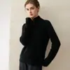 Suéter de cachemir 100% puro con media cremallera, nuevo modelo invierno 2026, camiseta básica de cuello medio alto para mujer, suéter elegante y cálido