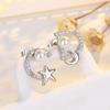 Pendientes Qiao Lanxuan con forma de CD y perla, de plata 925, con diseño de estrellas y luna, para mujer
