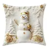 Atmósfera Navideña, Calidez Festiva, Árbol de Navidad, Papá Noel, Muñeco de Nieve Impresión Digital Funda de Cojín para Dormitorio del Hogar