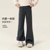 Princesa Yuanyuan 2026 Inverno Novo Strass Estrela Completa Cintura Alta Micro Flare Calças de Perna Larga Calças de Moletom Flare Calças Casuais
