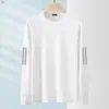 Camiseta de manga larga de otoño, capa base talla grande, cuello redondo para hombre, top simple y holgado, estilo coreano, camiseta estampada de moda