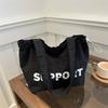 Bolso Grande de Lona con Letras de Estilo Coreano 2025 Otoño Nuevo Bolso de Mano para Mujer Bolso de Nailon de Gran Capacidad para Estudiantes Universitarios