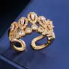 Anillo de Empalme Cuadrado de Doble Capa de Gota de Agua de Diseño de Nicho Estilo Europeo Abierto Anillo Ajustable de Circonita