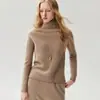 Nueva colección de otoño e invierno: suéter sin costuras, 100% cachemira, de cuello alto, tejido doble con una abertura lateral en el dobladillo
