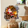 BRUP Pegatina de Pared Navideña Cálida Papá Noel Chimenea Tomando Té Pegatina de Pared Autoadhesiva Visual 3D BR2349C