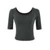 152-Camiseta da Moda Estilo Europeu e Americano com Decote Baixo e Manga Média para Mulheres Nova Coleção Primavera/Verão 2026 Top Básico Sexy que Afina