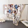 Lenço Quadrado Estampado Romântico Estilo Francês em Seda Falsa, Xale, Lenço de Pescoço, Lenço de Pescoço de Luxo, Lenço de Cabeça, Lenço de Seda, Lenço para Mulheres