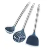 Juego de Utensilios de Cocina de Silicona Cuchara para Cocinar Pala Sartén Antiadherente Cuchara Especial Mango Tubular Pala de Silicona Cuchara para Sopa Colador suit