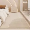 Alfombra Habitación Color Cálido Estilo Crema Manta de Cabecera Gruesa Felpudo Mat de Cabecera Principal Manta Avanzada para Mesa de Centro de Sala de Estar