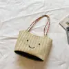 Bolso Tejido de Paja Transfronterizo 2026 Nuevo Bolso de Playa de Verano Bolso Tote Tejido Colorido de Gran Capacidad Bolso Cubo Personalizado