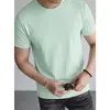 Camiseta de Manga Corta de Algodón Romano de Peso Pesado para Hombre Hielo de Seda Sensación Fresca Cuello Redondo Blanco Superior Diseño de Retazos Verano Media Manga