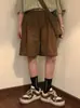 Pantalones Cortos de Cinco Puntos Sueltos Color Curry Delgados de Verano para Hombre Marca de Moda Estilo Retro Japonés Nuevo Mono Corto Recto Pantalones Cortos para Hombre